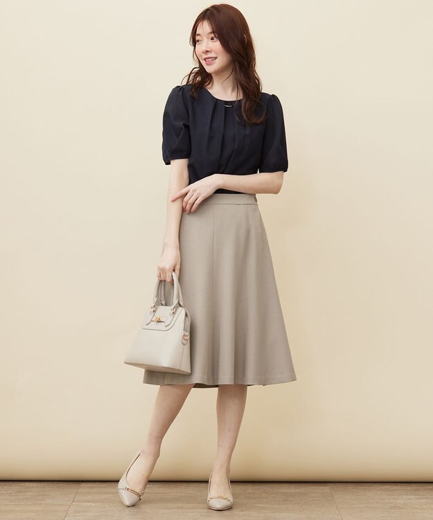 ANY SIS 【吸水速乾・UVケア・接触冷感】コンフォートジャージー ブラウス ネイビー