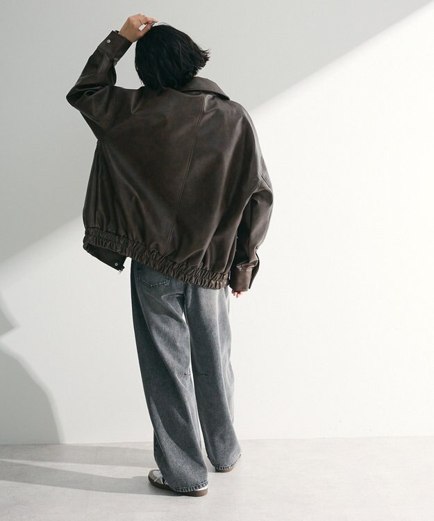 Green Parks ・ＥＬＥＮＣＡＲＥ　ＤＵＥ　合皮ステンカラーブルゾ Brown