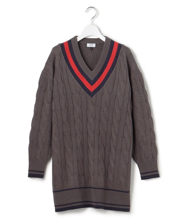 J.PRESS YORK STREET 【WOMEN】チルデンチュニック Vネックニット ライトグレー系