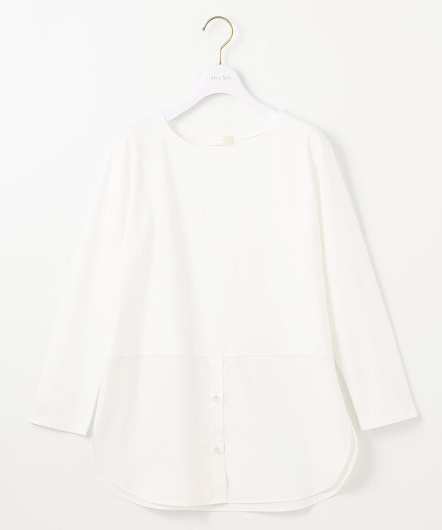 ANY SIS 【洗える】シャツコンビレイヤード カットソー オフ