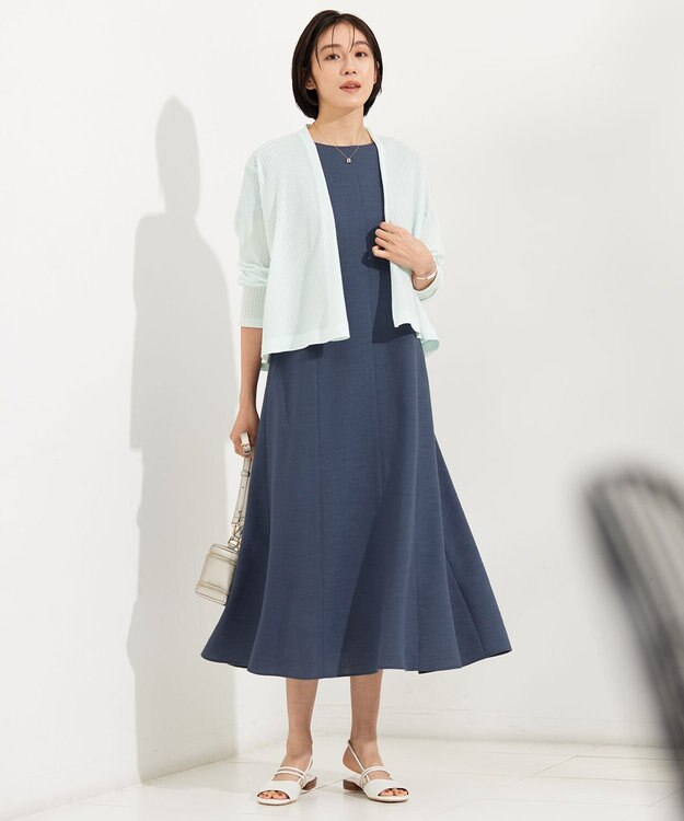 自由区 S 【アンサンブル対応・洗える】ハンディ カーディガン ショート丈 サックス