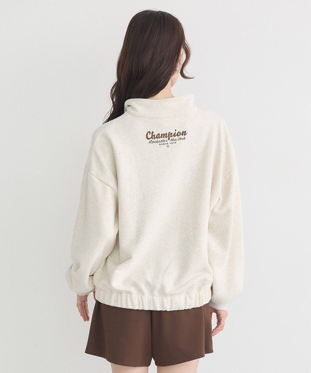 earth music&ecology Ｃｈａｍｐｉｏｎ×ｅｍａｅハーフジップハートスウェット Oatmeal