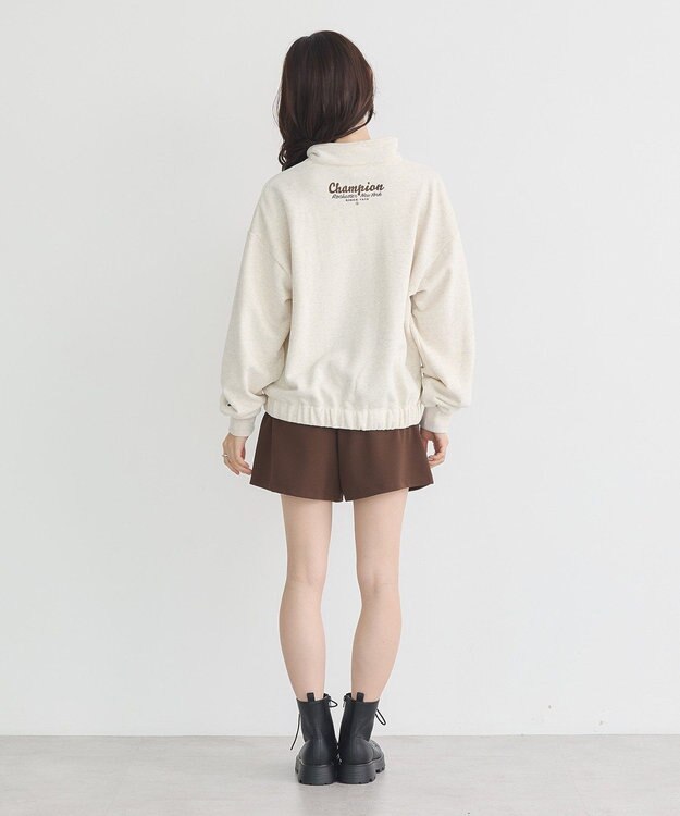 earth music&ecology Ｃｈａｍｐｉｏｎ×ｅｍａｅハーフジップハートスウェット Oatmeal