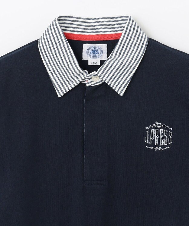J.PRESS KIDS 【140-170cm】柄襟ラガー 長袖ポロシャツ ネイビー系