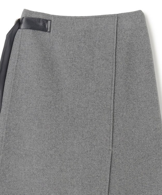 BEIGE， GRASSE / サテンベルト付きリバーラップスカート Md Gray