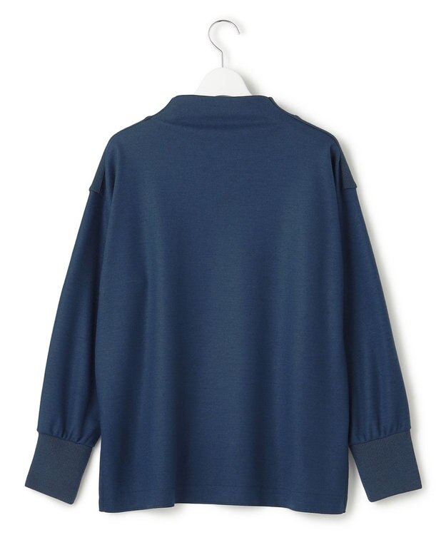 23区 【洗える】ウールミルドジャージー ボトルネック プルオーバー ダルブルー系