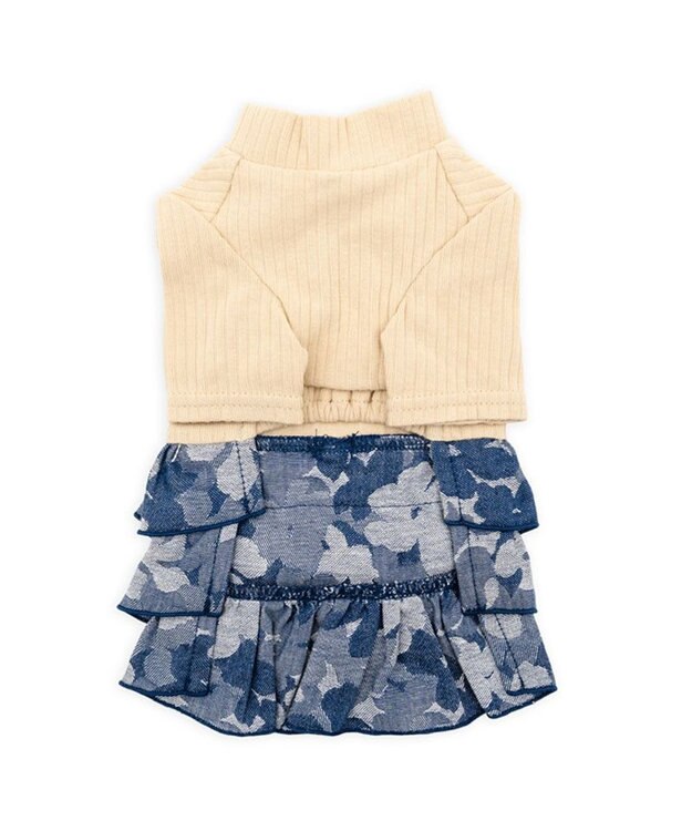 PET PARADISE J.PRESS ジャガード スカートつなぎ 小型犬 グレー×ベージュ