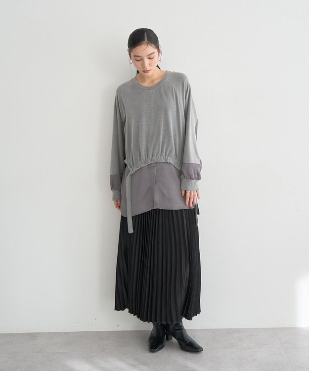 YECCA VECCA サテンプリーツスカート Black