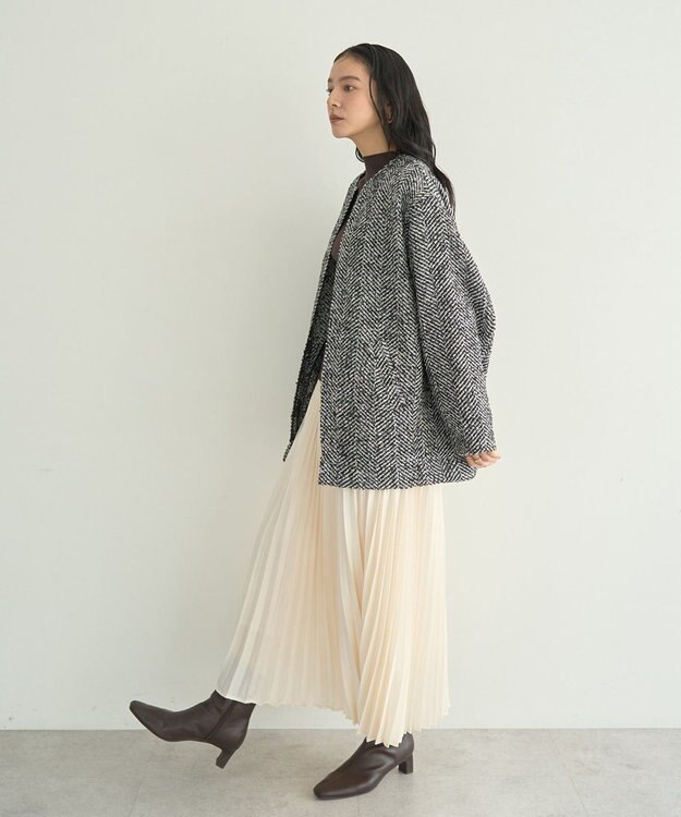 YECCA VECCA サテンプリーツスカート Ivory