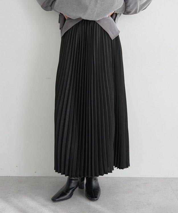 YECCA VECCA サテンプリーツスカート Black