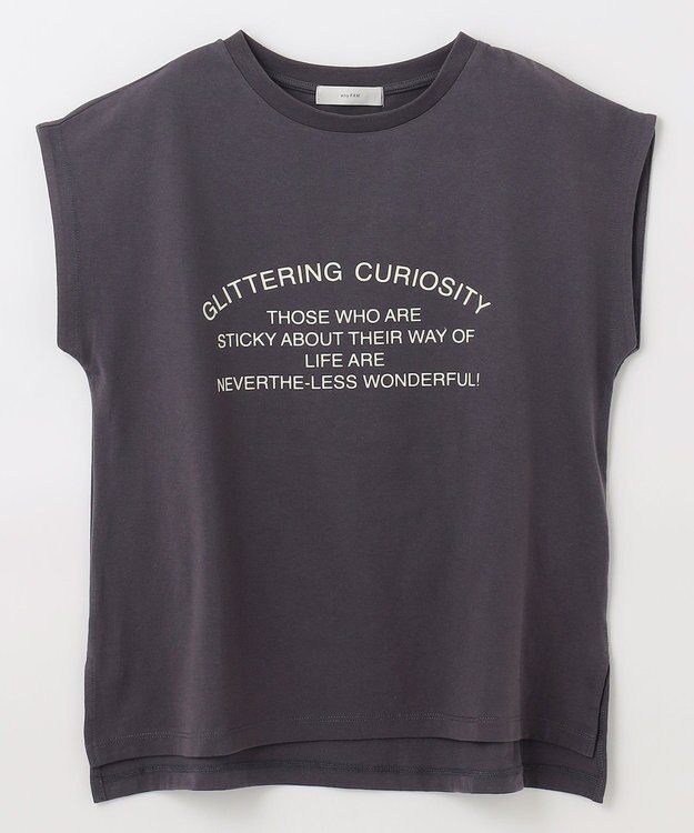 ANY L フロッキーロゴフレンチスリーブTシャツ チャコール