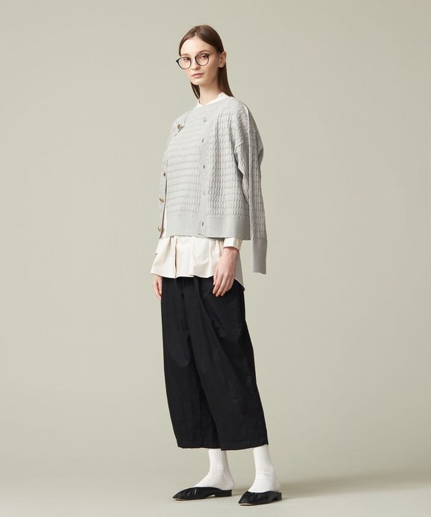 J.PRESS YORK STREET 【WOMEN】コットンケーブル カーディガン ライトグレー系