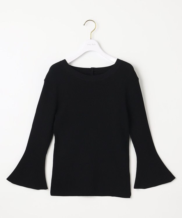ANY SIS 【洗える】フレアースリーブ ニット ブラック