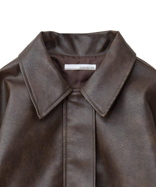 Green Parks ・ＥＬＥＮＣＡＲＥ　ＤＵＥ　合皮ステンカラーブルゾ Brown