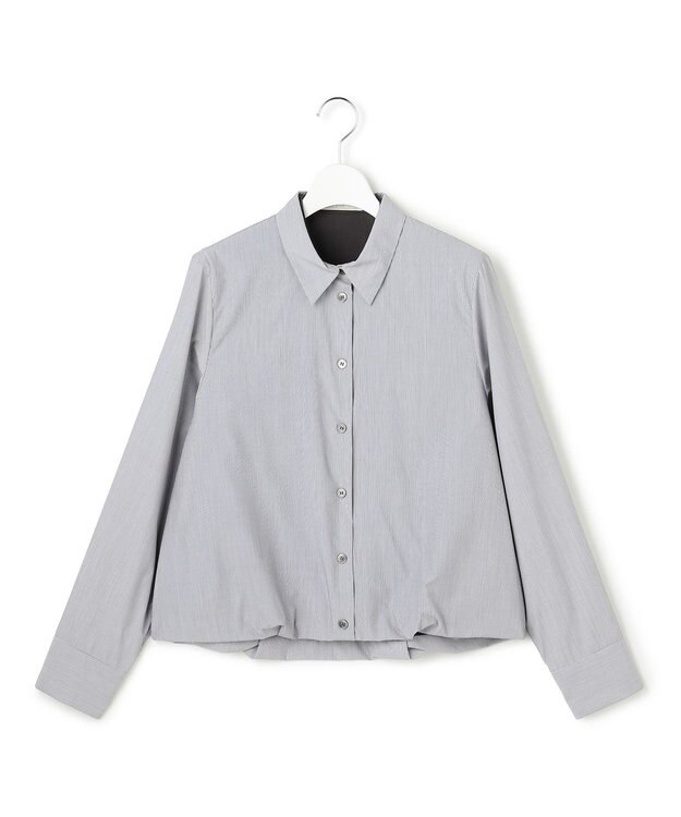 ICB L 【洗える】レイヤードシャーティング ブラックストライプ系