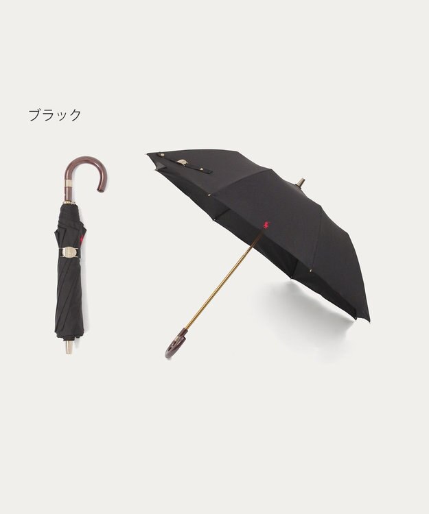 MOONBAT POLO RALPH LAUREN（ポロ ラルフローレン）晴雨兼用日傘 ワンポイント ポロポニー 無地  折りたたみ傘 楽折 遮光 遮熱 UV ブラック