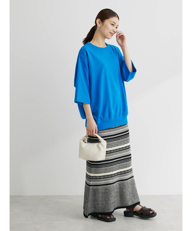 Green Parks コットンＵＳＡミニ裏毛七分袖トレＴＥＥ Blue