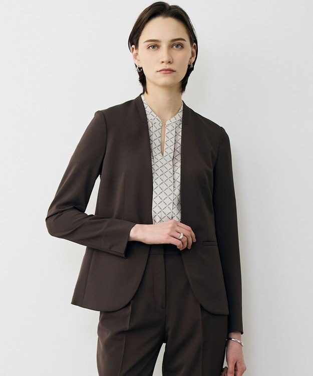 ICB L Fied ノーカラージャケット ブラウン系