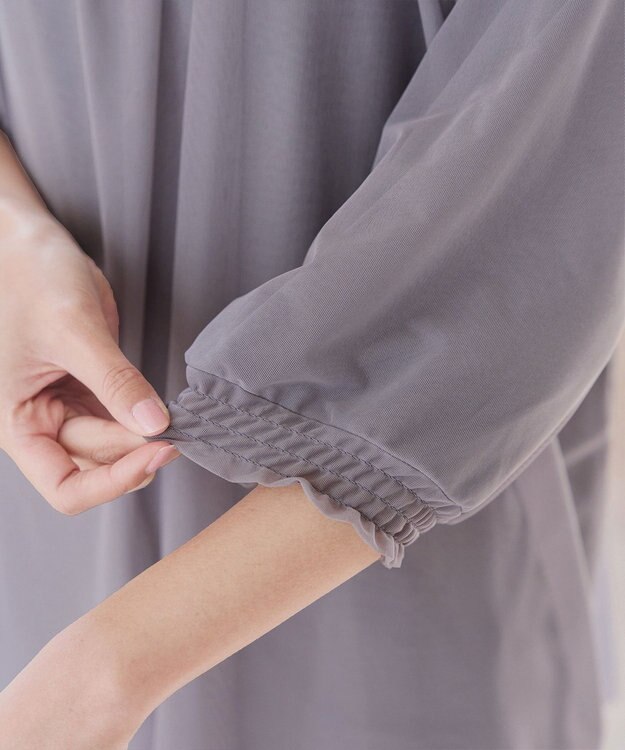 Tiaclasse L 【洗える】チュールボリュームチュニック ラベンダーグレー