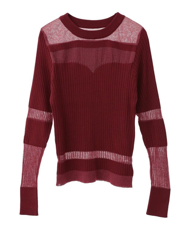 CRAFT STANDARD BOUTIQUE シアーニット長袖プルオーバー Bordeaux