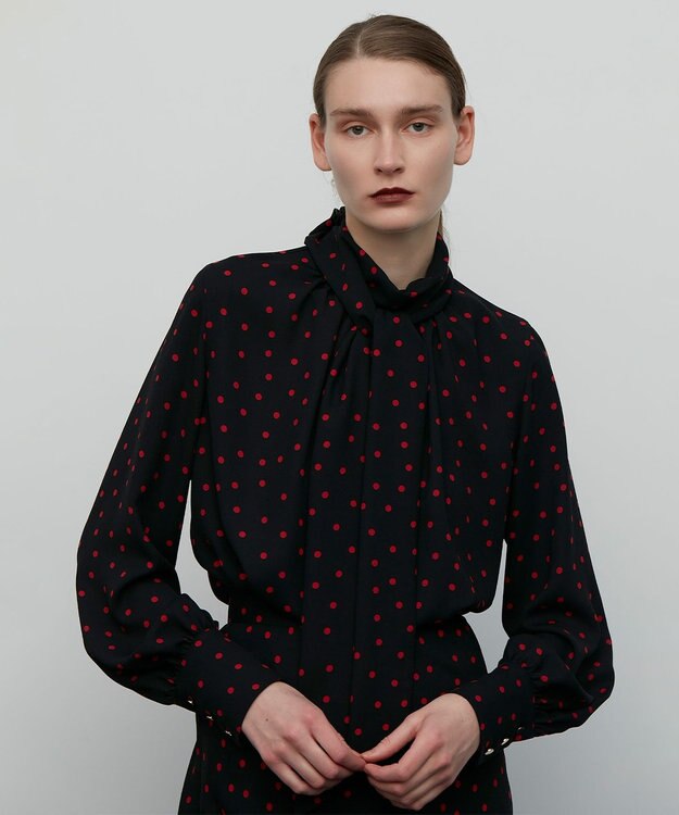 BEIGE， VIGNON / ドットブラウス Navy×Red