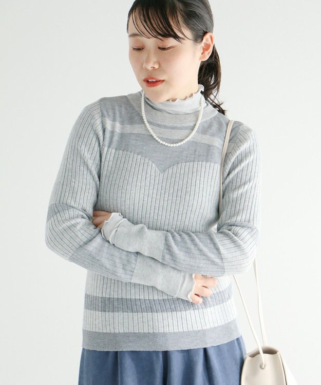 CRAFT STANDARD BOUTIQUE シアーニット長袖プルオーバー Gray