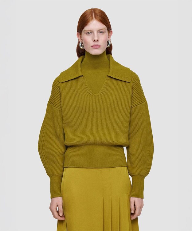 JOSEPH 【洗える】ニューカーディガンステッチオープンネックニット Amber