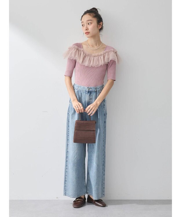 earth music&ecology デコルテチュールニットプルオーバー Dark Pink