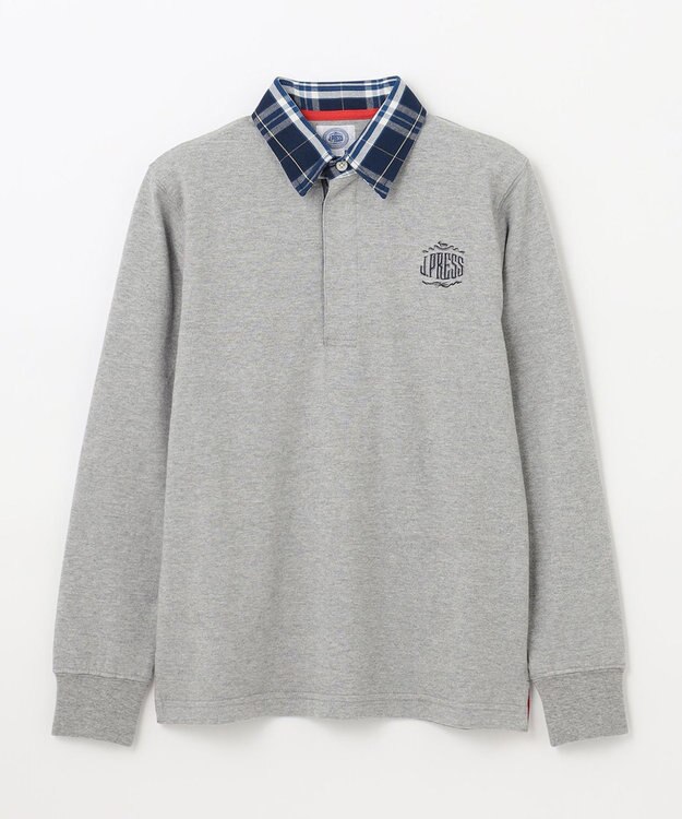 J.PRESS KIDS 【140-170cm】柄襟ラガー 長袖ポロシャツ グレー系