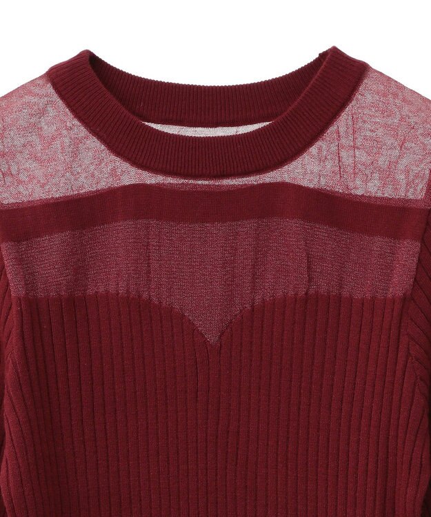 CRAFT STANDARD BOUTIQUE シアーニット長袖プルオーバー Bordeaux