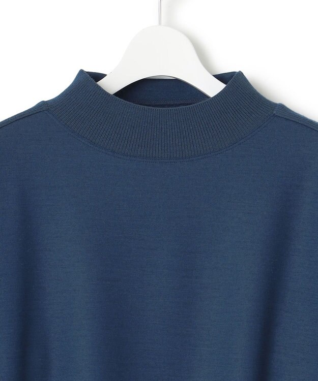 23区 【洗える】ウールミルドジャージー ボトルネック プルオーバー ダルブルー系