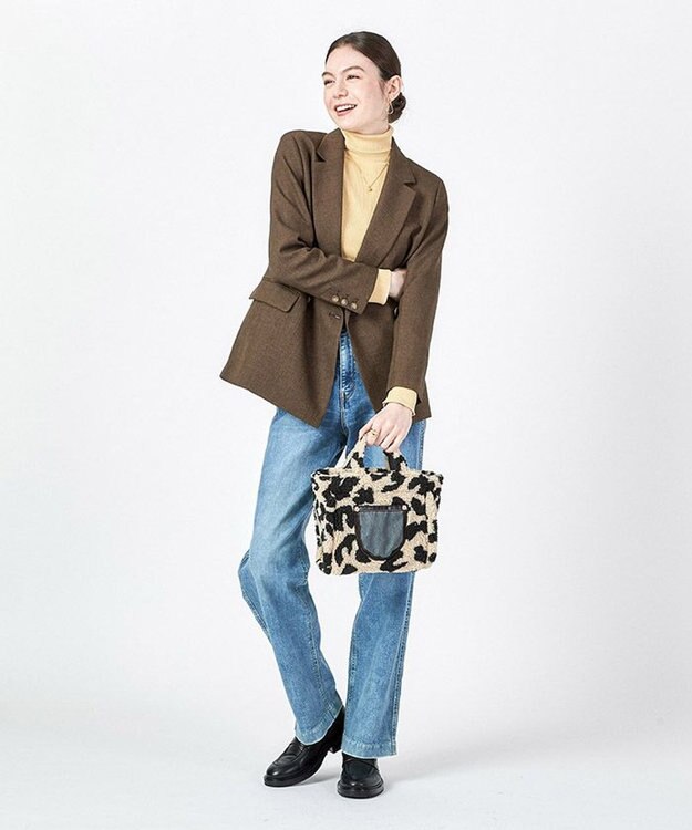 LeSportsac SMALL TWO WAY DENIM TOTE/ブラックデニム/レオパードシェルパ ブラックデニム/レオパードシェルパ