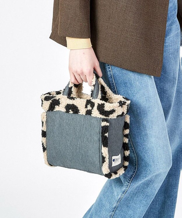 LeSportsac SMALL TWO WAY DENIM TOTE/ブラックデニム/レオパードシェルパ ブラックデニム/レオパードシェルパ