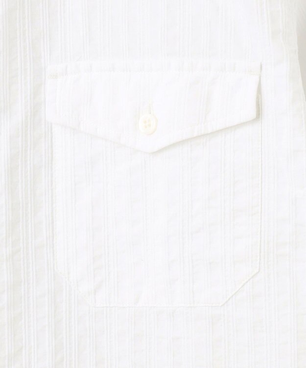 JOSEPH ABBOUD 【キングサイズ・オーガニックコットン使用】オーガニックコードストライプ ホワイトシャツ ホワイト系