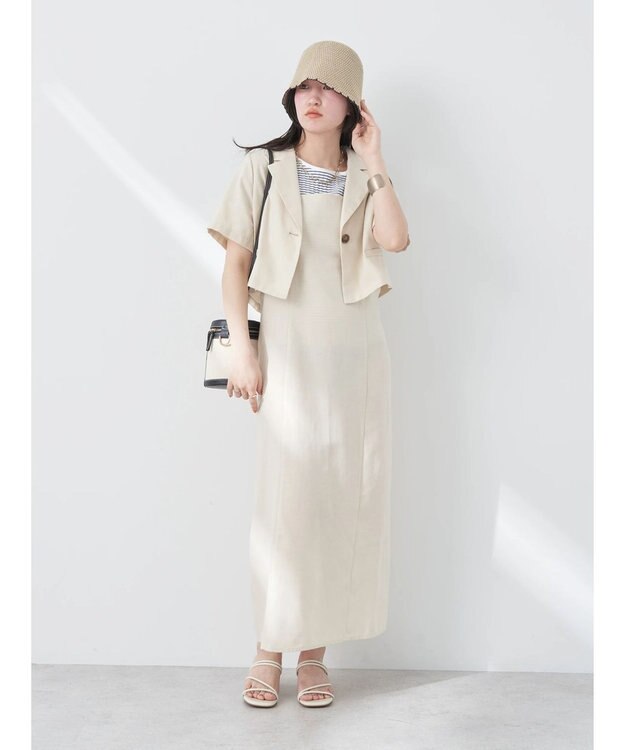 earth music&ecology リサイクルポリエステルブレンドショートシャツ Light Beige