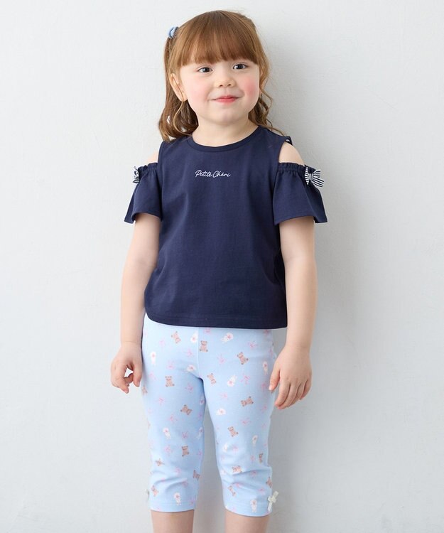 ANY KIDS 【綿100%】オンオフショルダー Tシャツ ネイビー