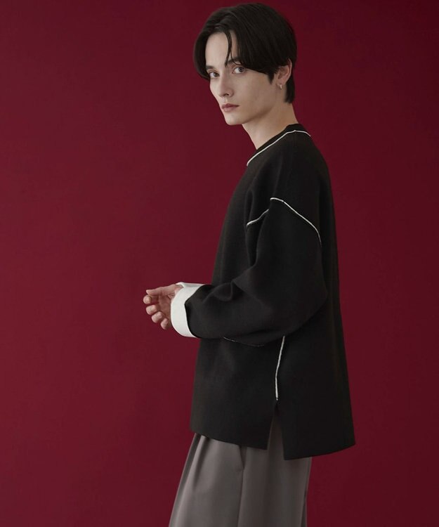 WEGO アウトリンキングニットプルオーバー ブラック