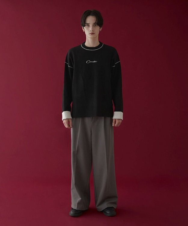 WEGO アウトリンキングニットプルオーバー ブラック