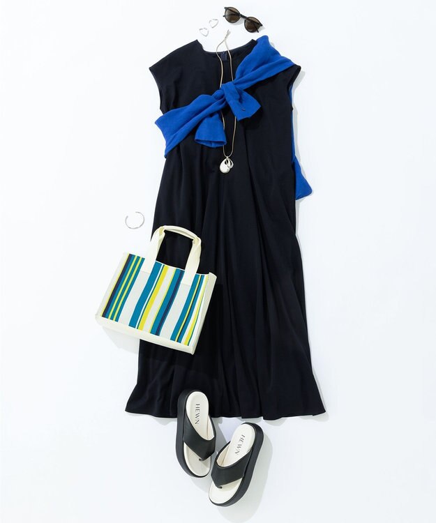 23区 【WEB限定カラーあり/洗える】LIBECO バンドカラー ビッグシルエット シャツ ブルー系