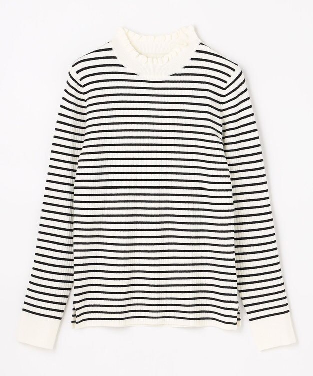 ANY L 【6色展開】フリルネックニット [WEB限定]ボーダー