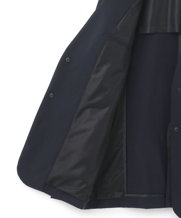 ICB 【UVカット・洗える】4WAYストレッチタフタ ノーカラージャケット ネイビー系