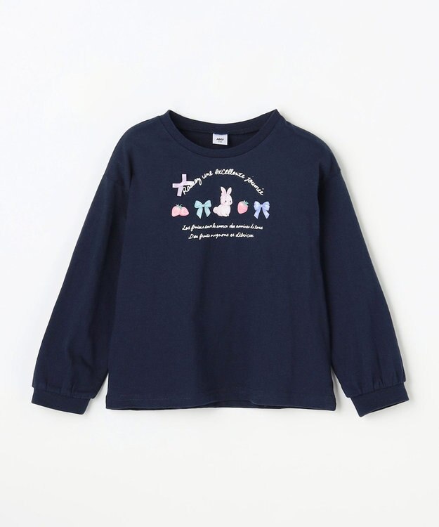 ANY KIDS 【Strawberry Collection】アートプリント 長袖Tシャツ ネイビー