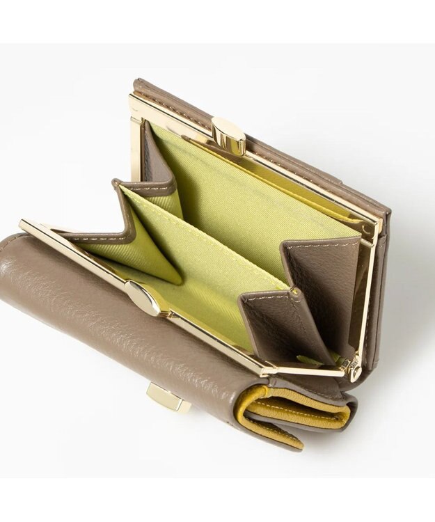 UNBILLION perche カラーコンビ3つ折り外ガマウォレット オーク