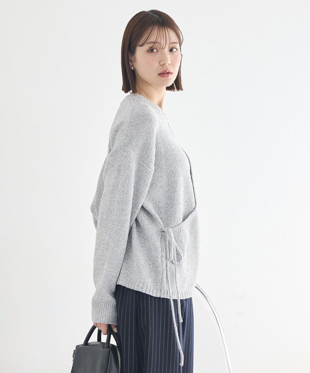 earth music&ecology サイドリボンカシュクールニット Gray
