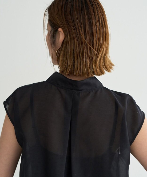 YECCA VECCA シアーボウタイブラウス Black