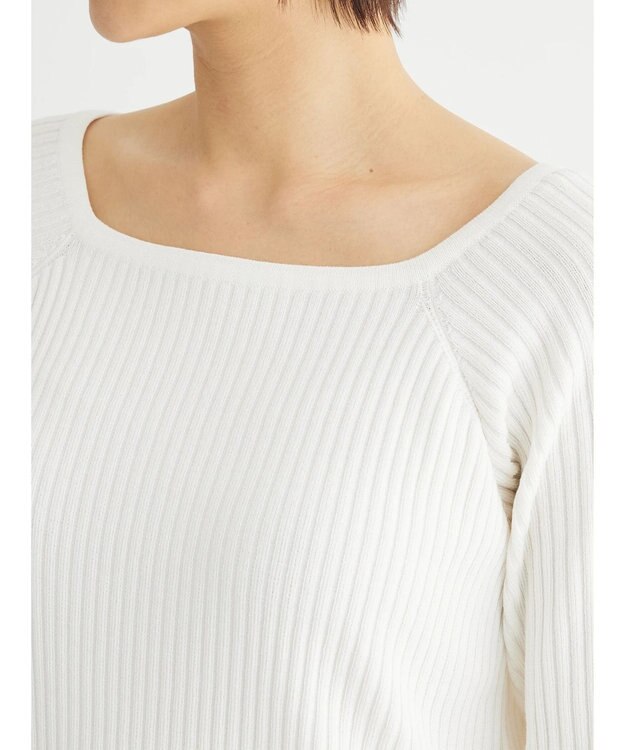 Green Parks 洗える　スクエアネックリブニットプルオーバー Off White