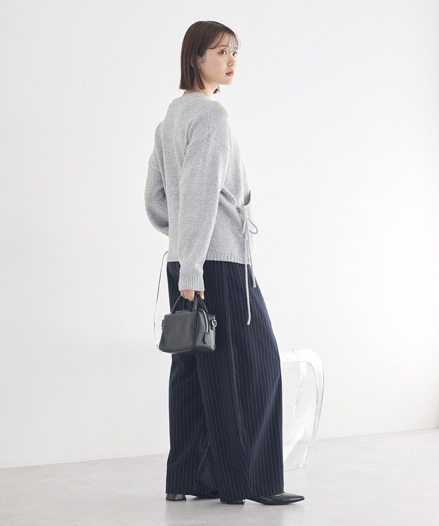 earth music&ecology サイドリボンカシュクールニット Gray