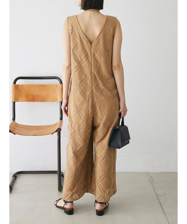 Green Parks クラシックレースロンパース Camel