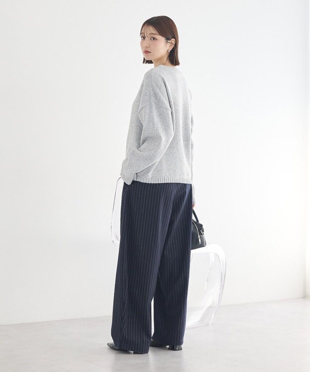 earth music&ecology サイドリボンカシュクールニット Gray