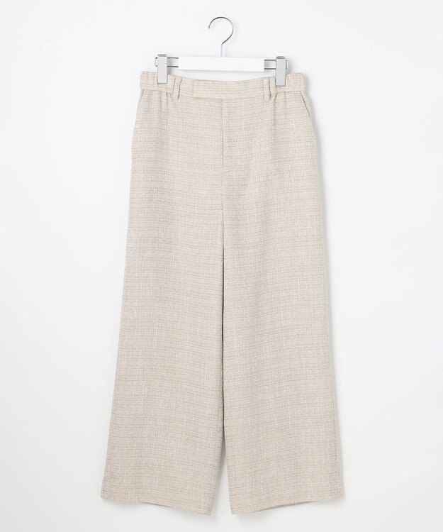 自由区 L 【17号サイズまで展開・カタログ掲載】ライトミックスツィードワイド パンツ ベージュ